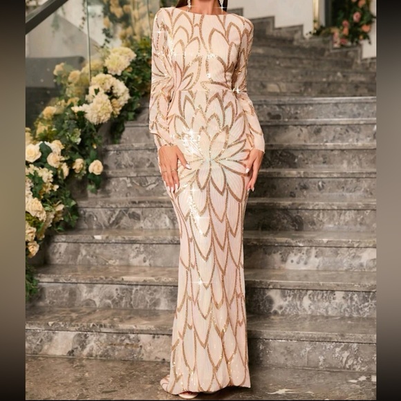 Luxurious zip back mermaid hem sequins formal party evening prom dress - Picture 7 of 8